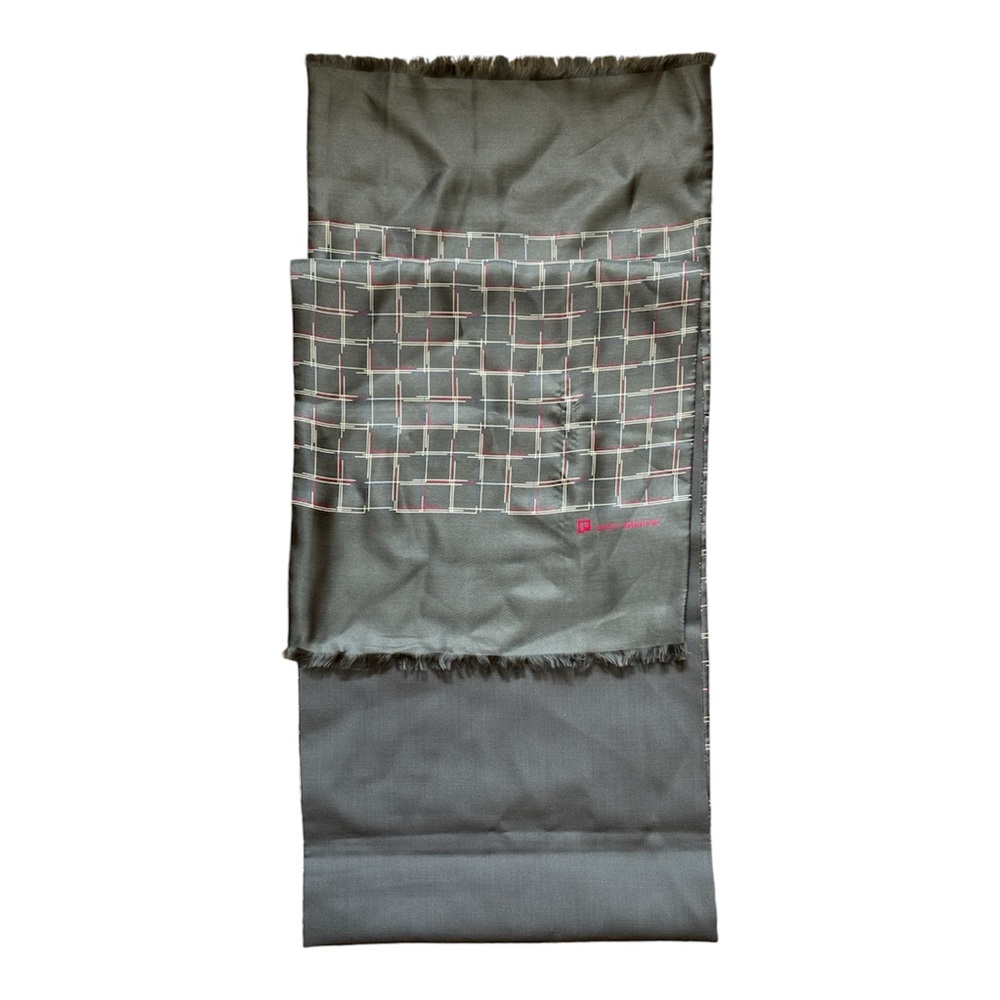 PACO RABANNE Silk & Wool Plaid Print Scarf - Picture 7 of 12